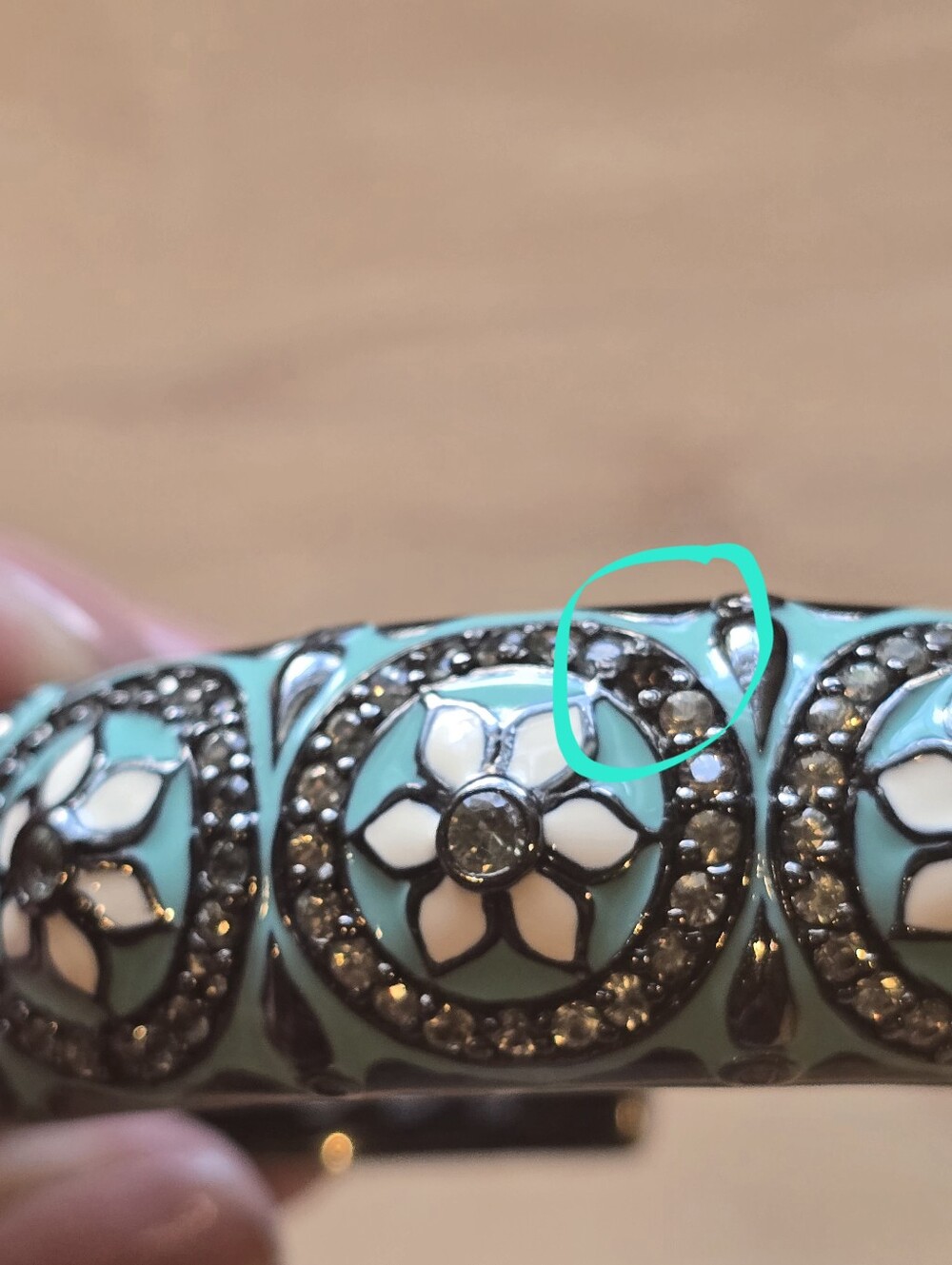 MCL By Matthew Campbell Laurenza Sterling Silver Floral Enamel & Stone Bracelet - Picture 5 of 7